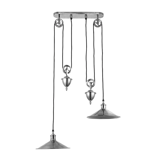 Victoria Rise & Fall 2 Lights Ceiling Pendant Light In Antique Silver