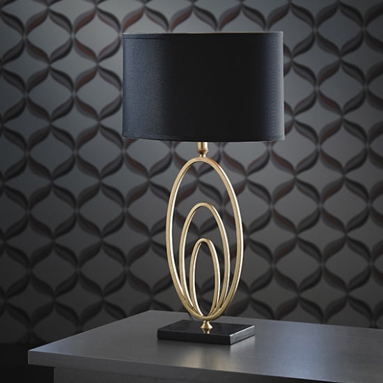 Vilana Table Lamp In Antique Gold Leaf And Black Marble Base