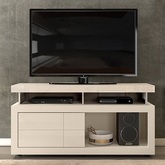 Vision Flat Screen Wooden TV Stand In High Gloss White