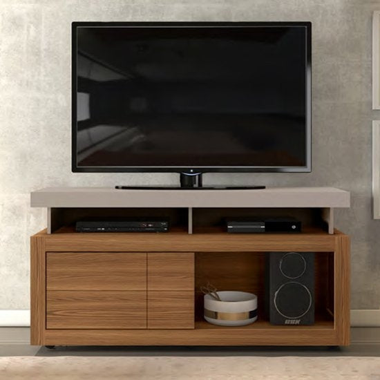 Vision Flat Screen Wooden TV Stand In Oak Effect And Grey