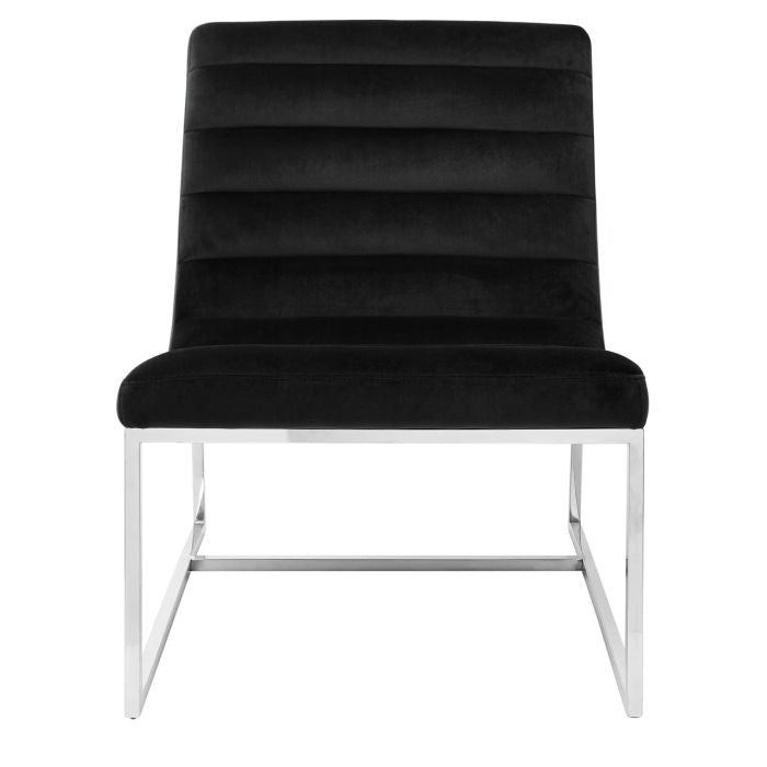 Vogue Curved Cocktail Velvet Upholstered Lounge Chair In Black