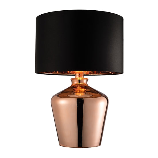 Waldorf Black Fabric Table Lamp In Copper Glass Base