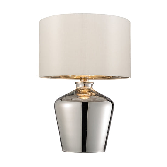 Waldorf Ivory Fabric Table Lamp In Chrome Glass Base