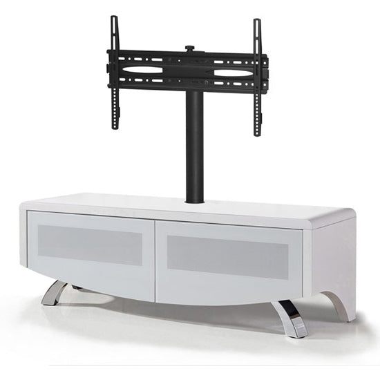 Wave Ultra Wooden TV Stand In White High Gloss With 2 Soft Open Doors