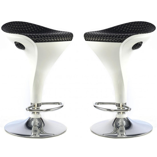 Welford White And Black Textilene Seat Bar Stools In Pair