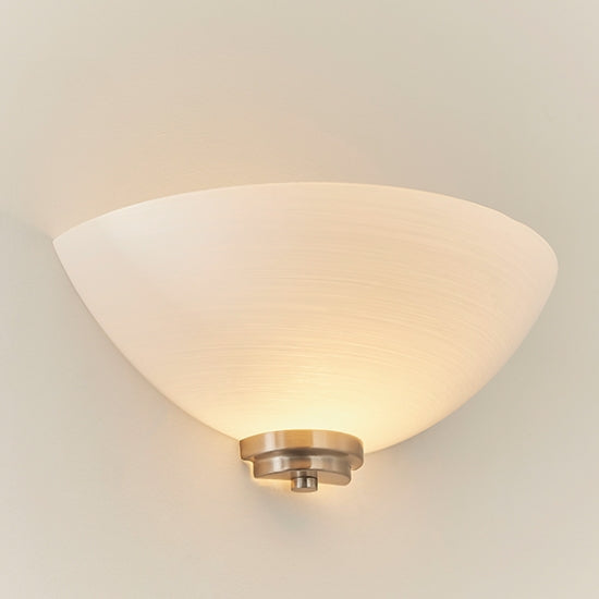 Welles White Glass Wall Light In Satin Chrome