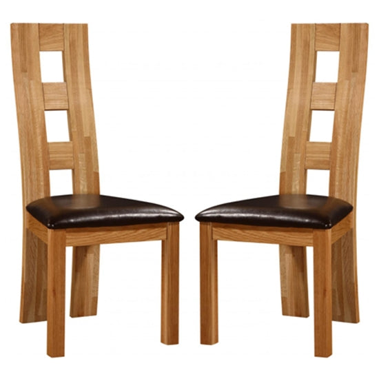 Weston Oak Wooden Dining Chairs In Pair