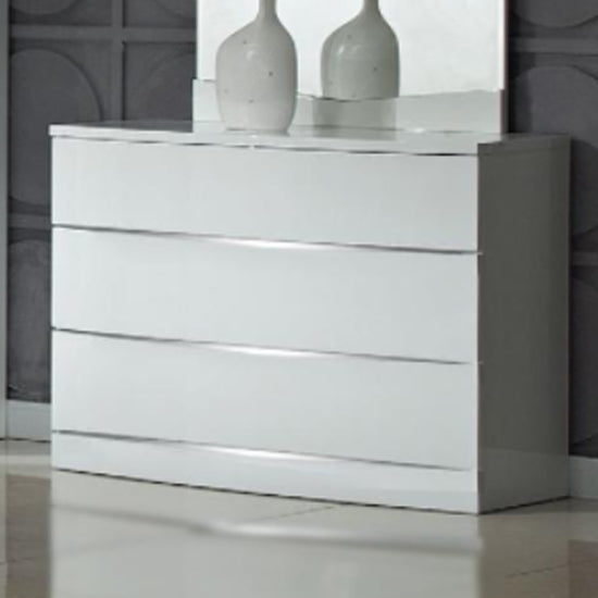 Widney Wooden Chest Of Drawers In White High Gloss With 3 Drawers