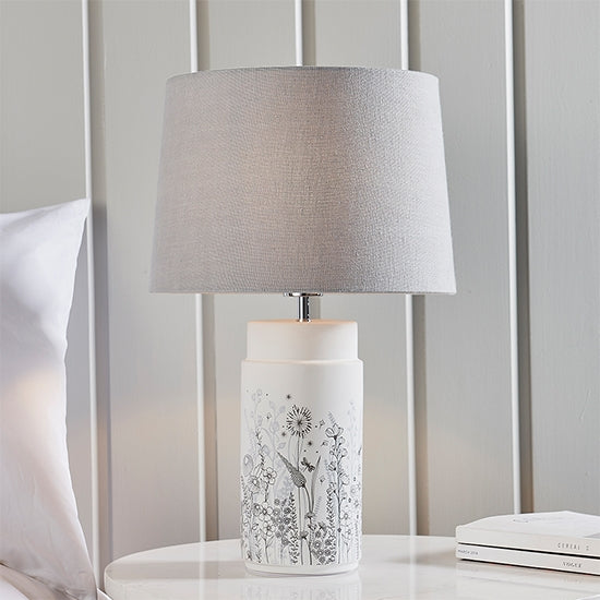 Wild Meadow And Mia Charcoal Shade Table Lamp In Matt White