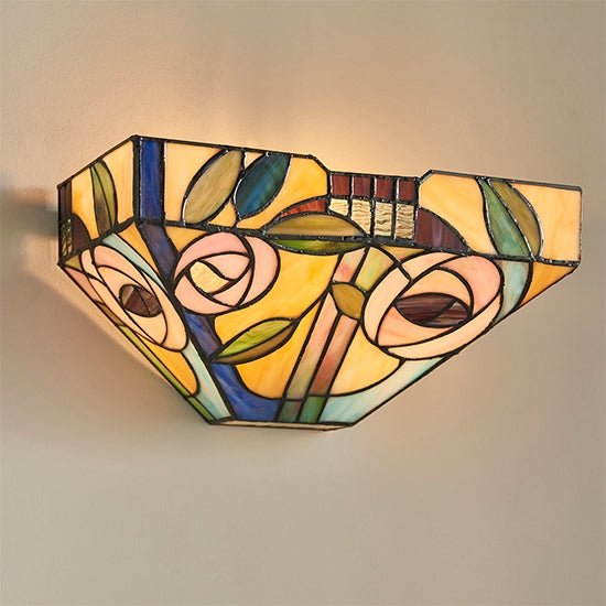 Willow Tiffany Glass Wall Light In Dark Bronze