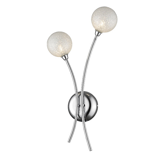 Wimbledon 2 Bulbs Decorative Wall Light In Chrome And Clear