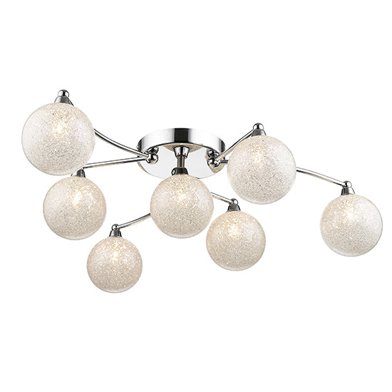 Wimbledon 7 Bulbs Decorative Flush Ceiling Light In Chrome And Clear